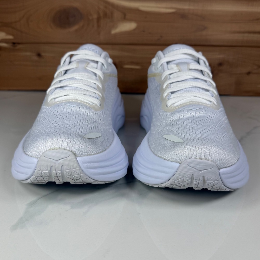 Hoka One One White Athletic Running Shoes with Subtle Gold Trim - Picture 8 of 16